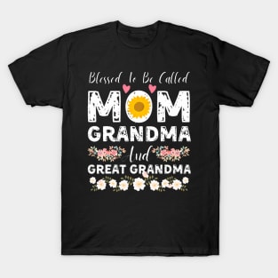 Blessed To Be Called Mom And Grandma Mothers Day Cute Floral T-Shirt